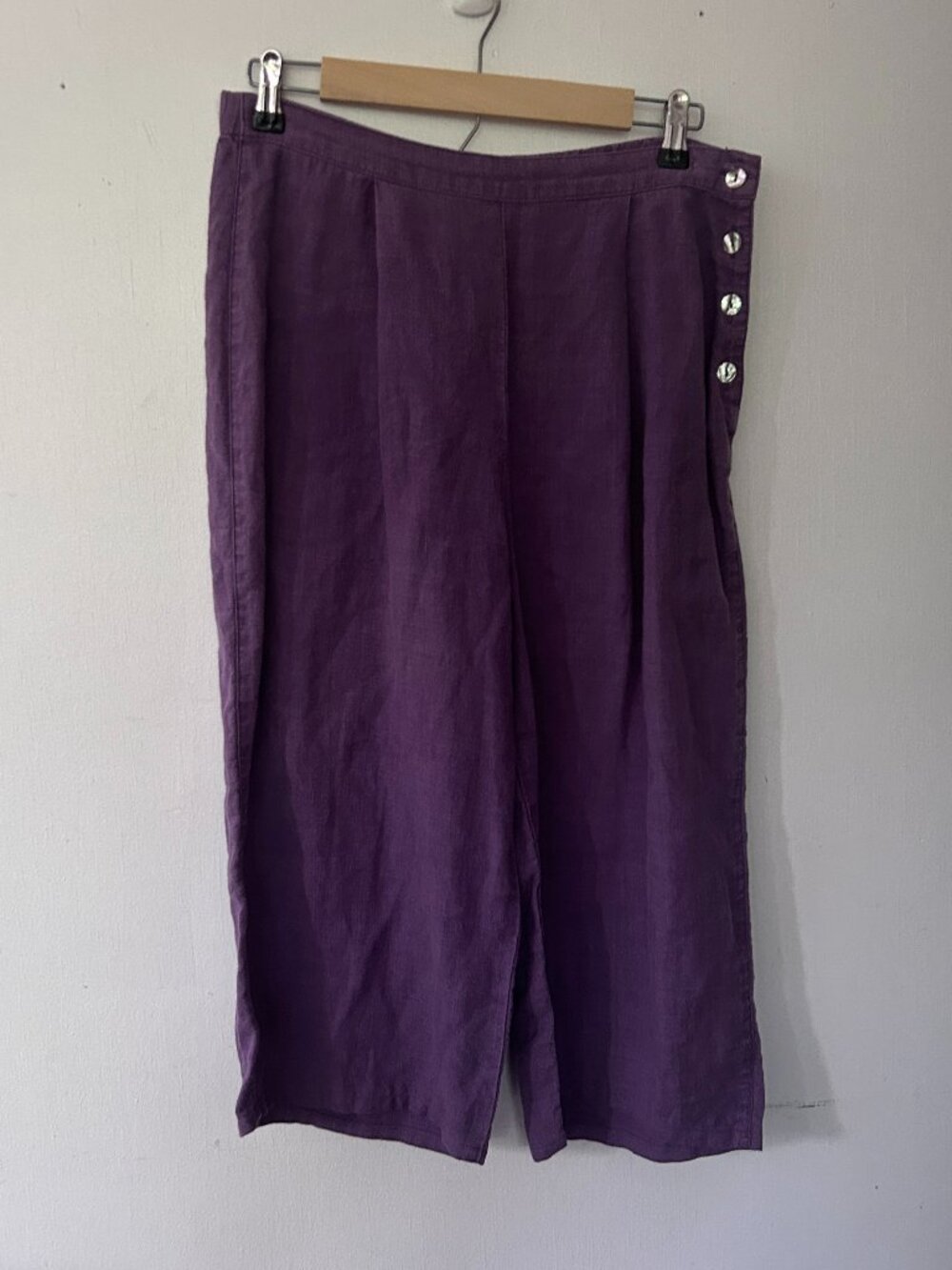 TSD Vintage Hemp Capri Pants Womens Small Purple Sustainable Made in USA Modest